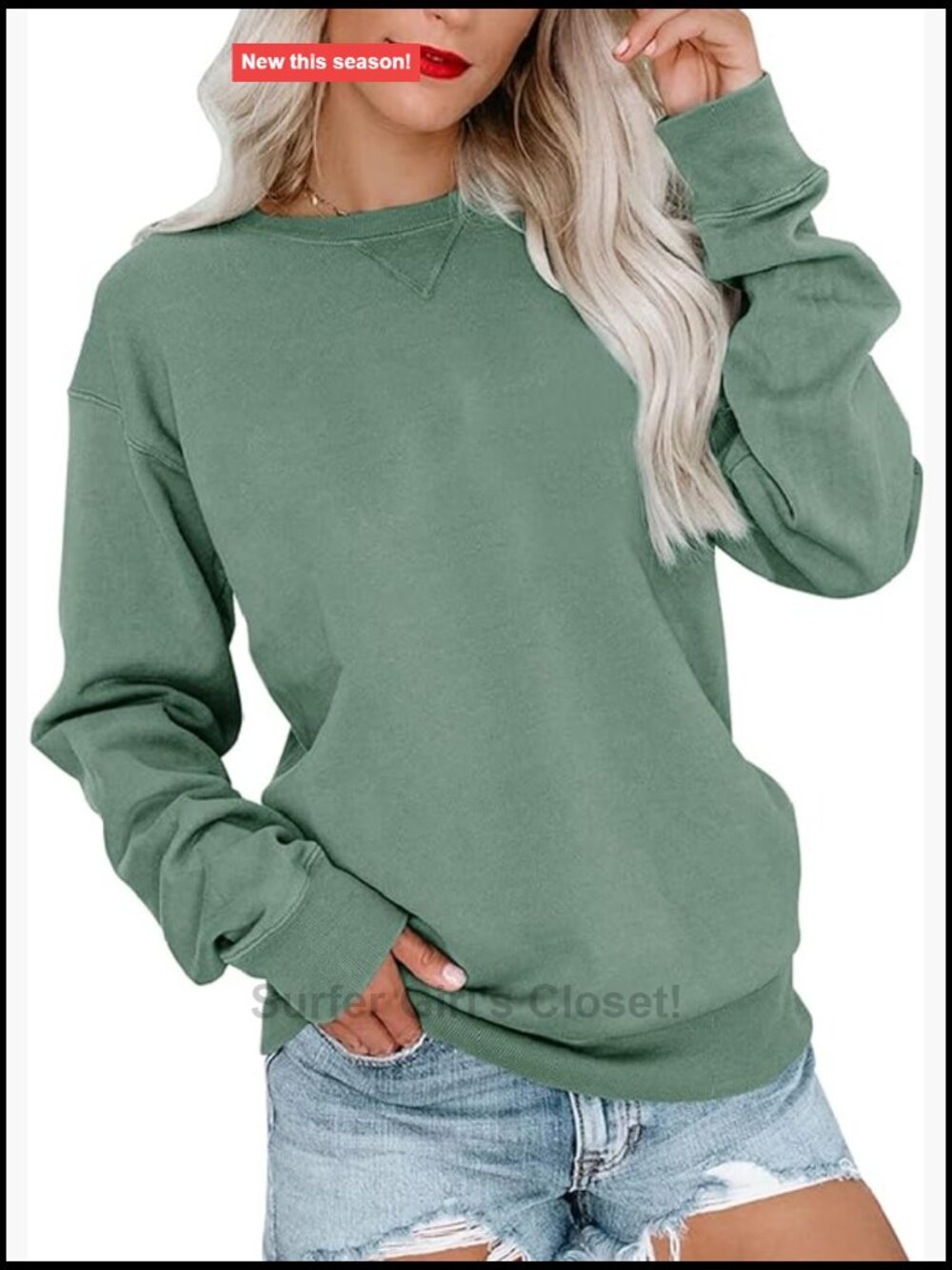 Womens Long Sleeve Crew Neck Pullover Sweatshirt Relaxed Fit Top